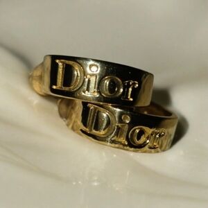 Auth Dior Gold Hoop Earings